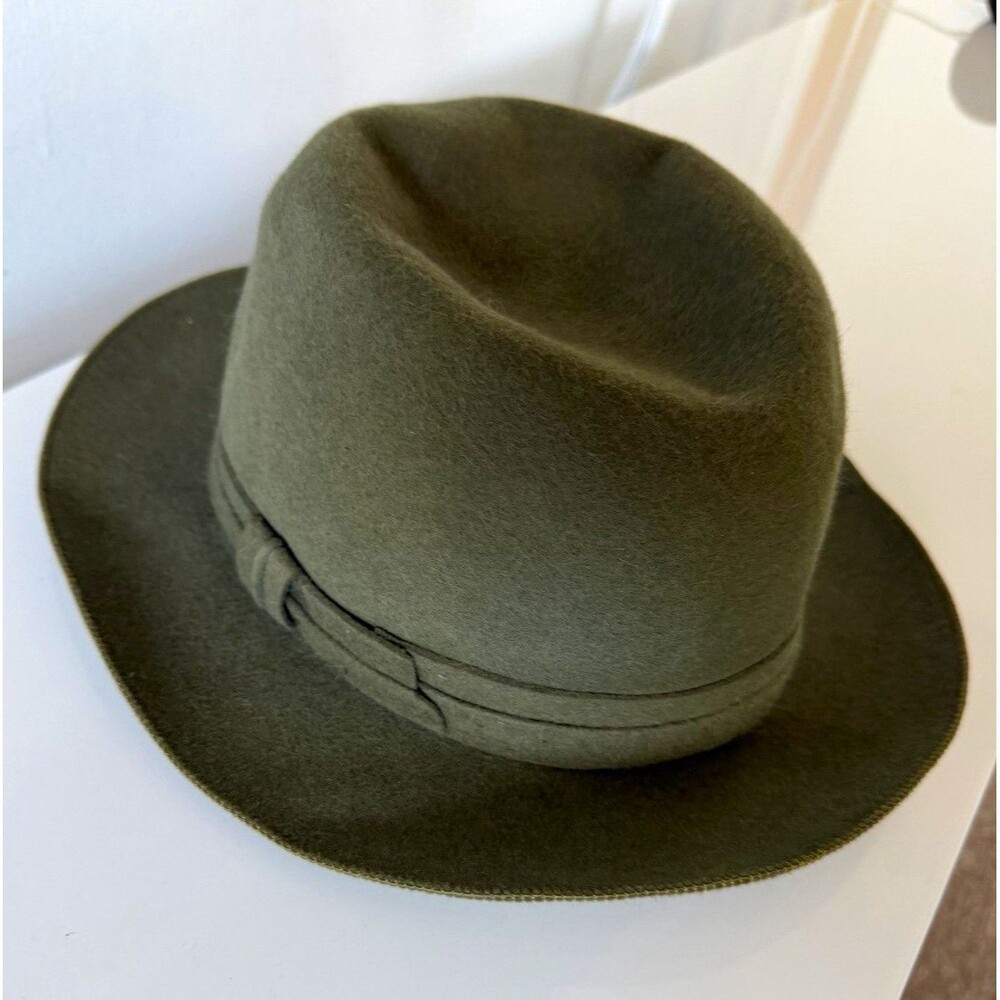 JAY KOS New York Fedora Hat Made in Italy 100% Fur Felt Bespoke SoHo Green L 7.5